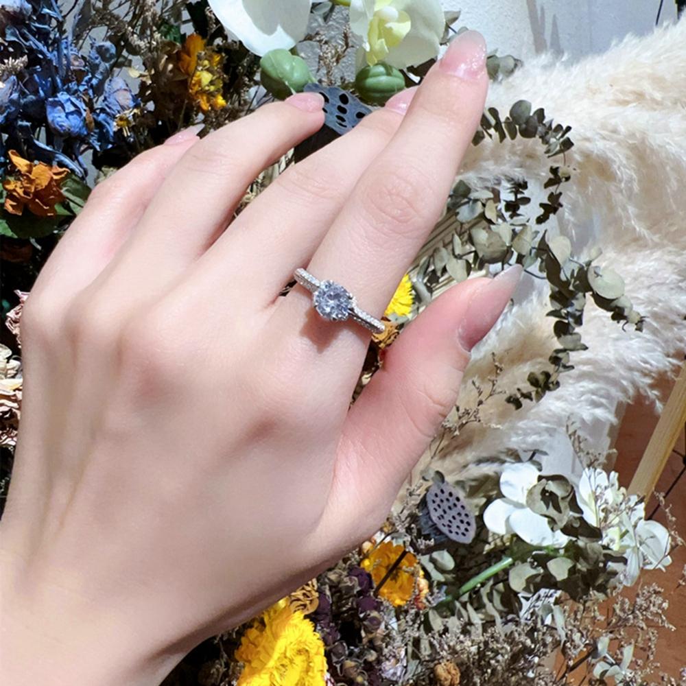 Vinregem 100% 925 Sterling Silver 3EX VVS1 D Color Round Cut 6 MM 0.8CT Real Moissanite Diamonds Women Ring Wedding Engagement Fine Jewelry Gifts