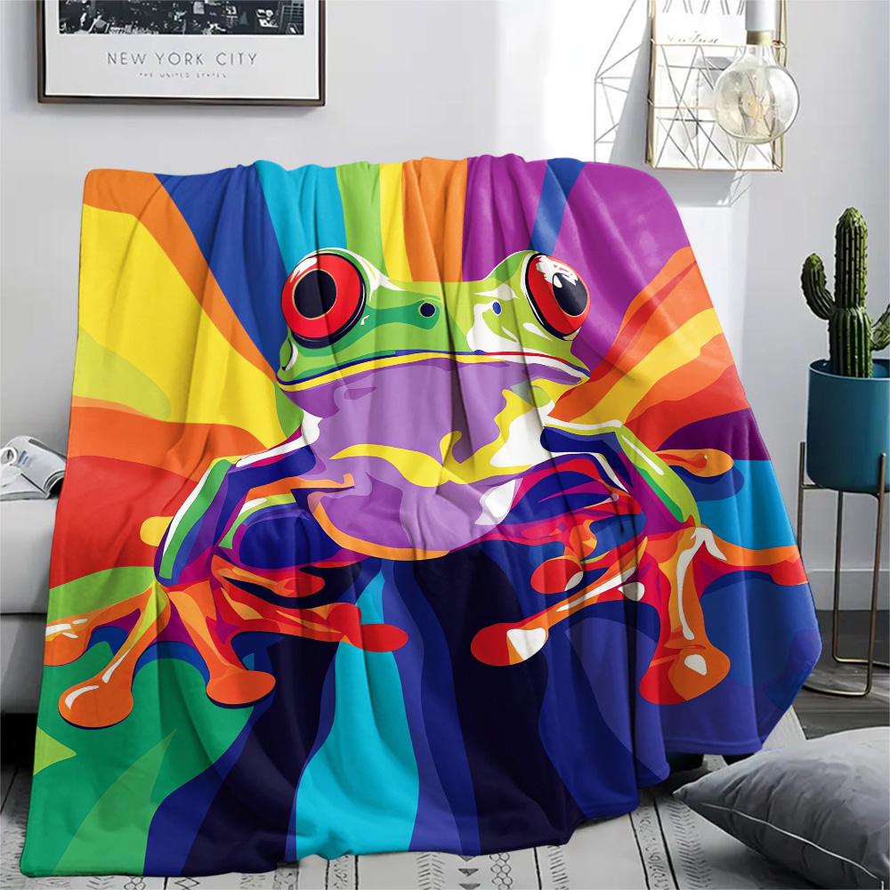 Tree Frog Print Flannel Blanket, High quality Comfortable for All Seasons, Home Decor, Warmth and Comfort, Perfect for Christmas Gifts