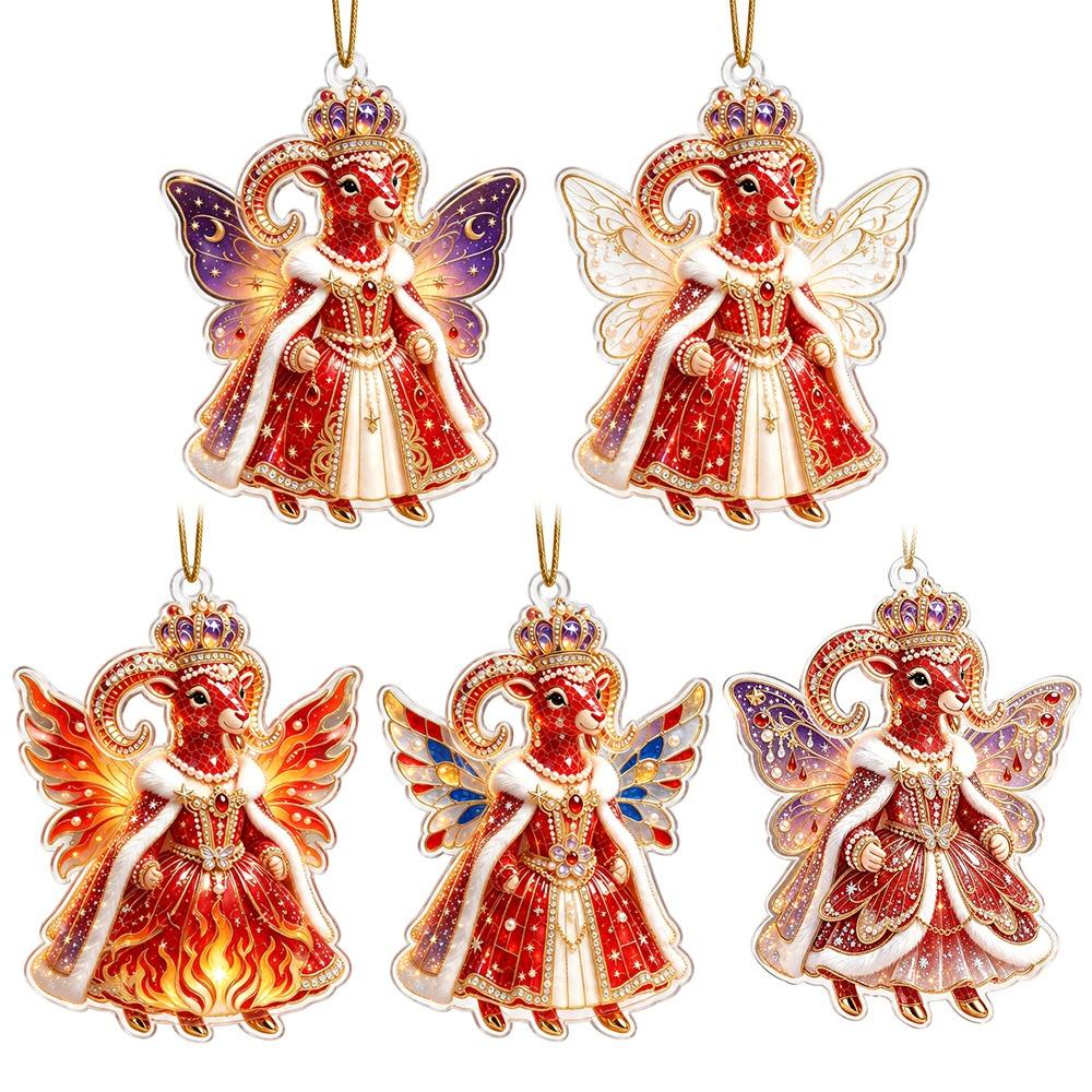 Acrylic Goat Hanging Ornament Set Shining Christmas Tree Ornament Shop Window Display