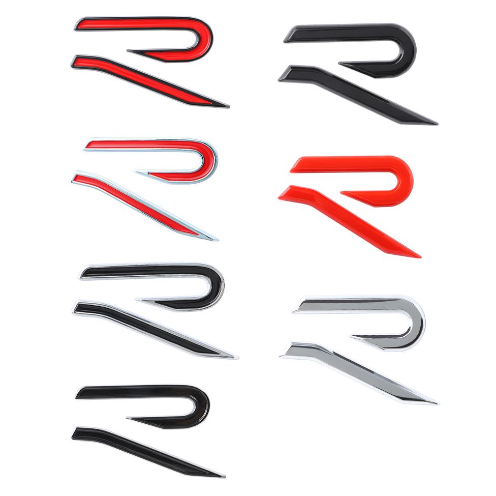 RUN1 1Pc Red/Black ABS Plastic Car Rear Door Luggage New R Logo Badge Emblem Sticker For VW Golf 8 Jetta Golf Beetle GTI R32 Styling