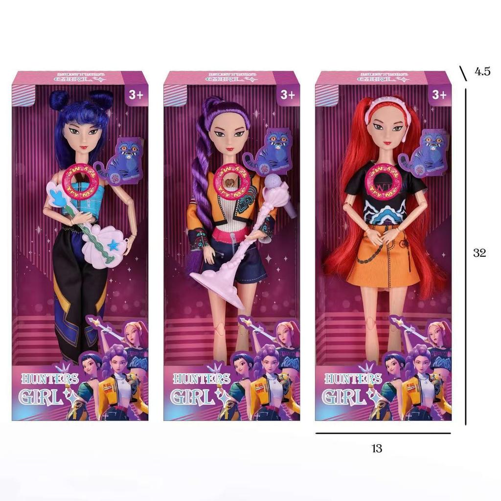 With Musical Instrument Accessories, Music Theme Song 11.5 Inch Solid K-POP Witch Hunting Girl Group 11 Joints Toy Doll