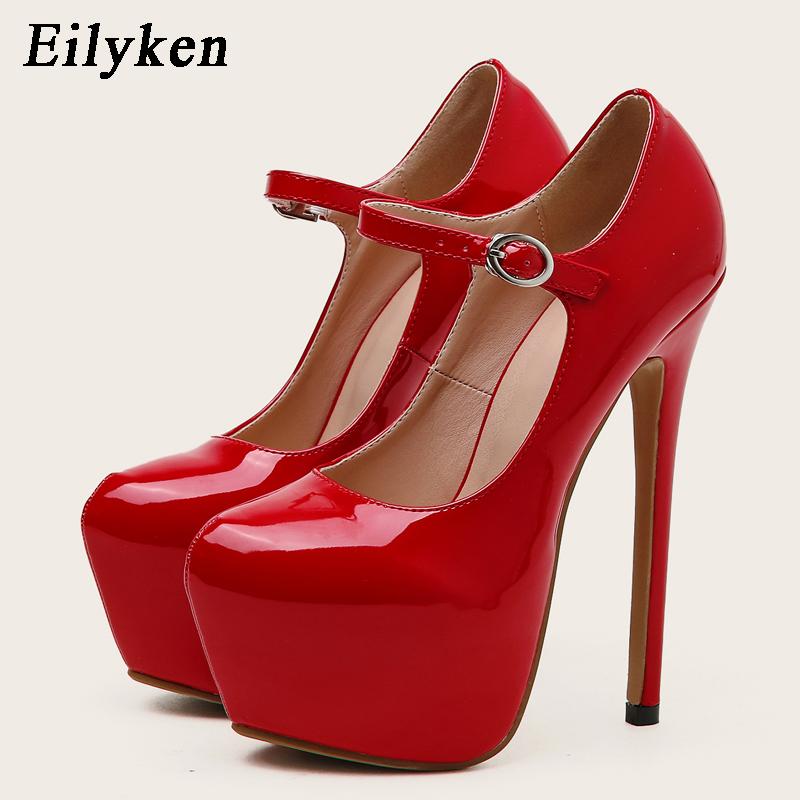 Сексуальные туфли-лодочки на платформе с пряжкой и круглым носком для женщин, туфли-лодочки на очень высоком каблуке для стриптиза, размер 35-42