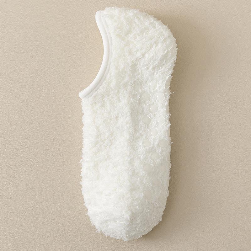 1 пара женских носков для девочек, зимние теплые флисовые носки-тапочки, домашние нескользящие носки-лодочки, короткие однотонные теплые тапочки, носки