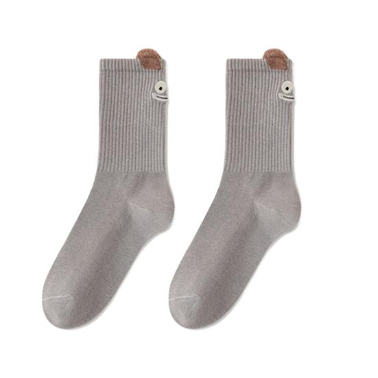 Милые носки до щиколотки с мультяшной вышивкой, забавные носки в рубчик для повседневной носки, смешные носки с плюшевыми ушками для женщин, рождественский подарок