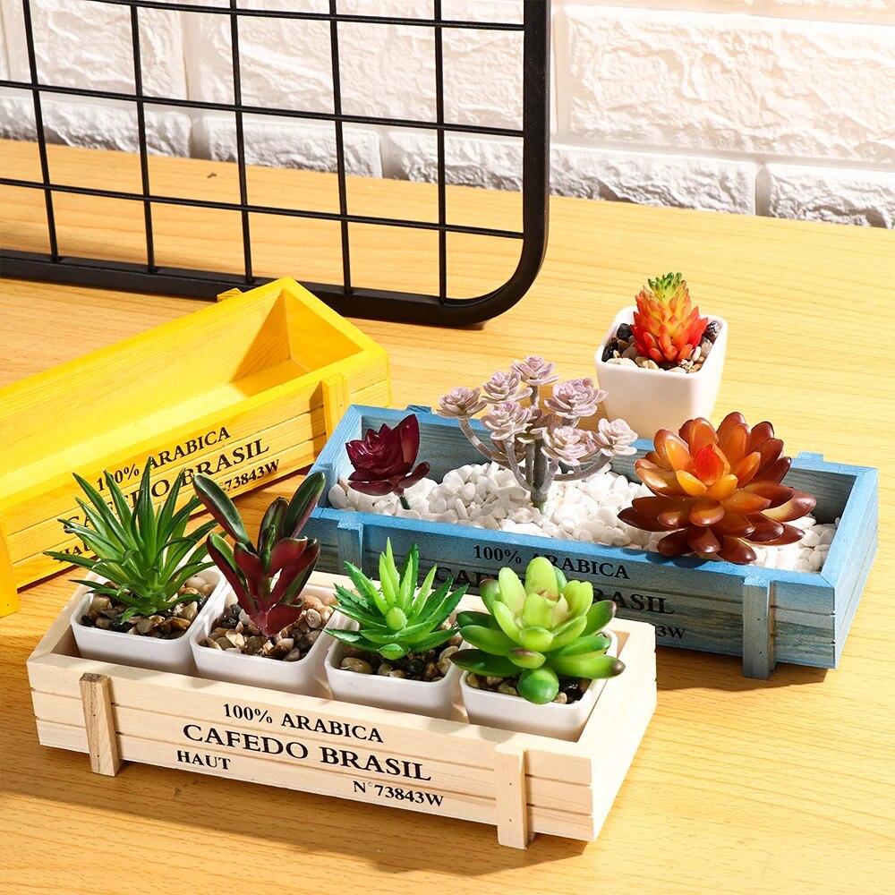 Natural Wooden Flowerpot Garden Decor Trough Decor Pots Succulent Boxes Rectangle Vase Vintage Crates Wood Flower Pot Home Tools