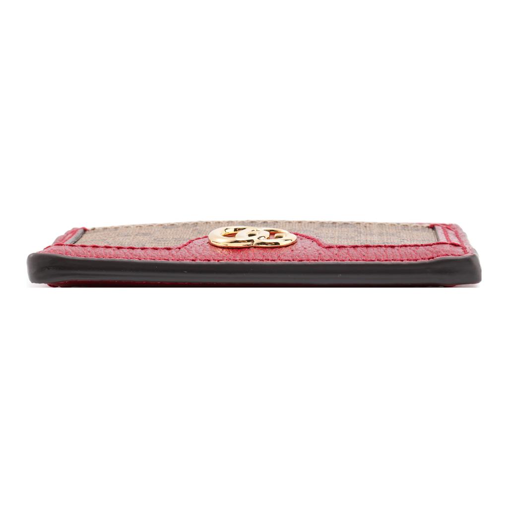 Gucci X Doraemon Collaboration Vintage Logo Canvas And Leather Card Holder Unisex Card Holder Ebony Red 654539-2T4AG-9795