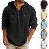 Men's Hooded T-shirt Solid Color Cotton And Linen Men's Casual Long-sleeved Top