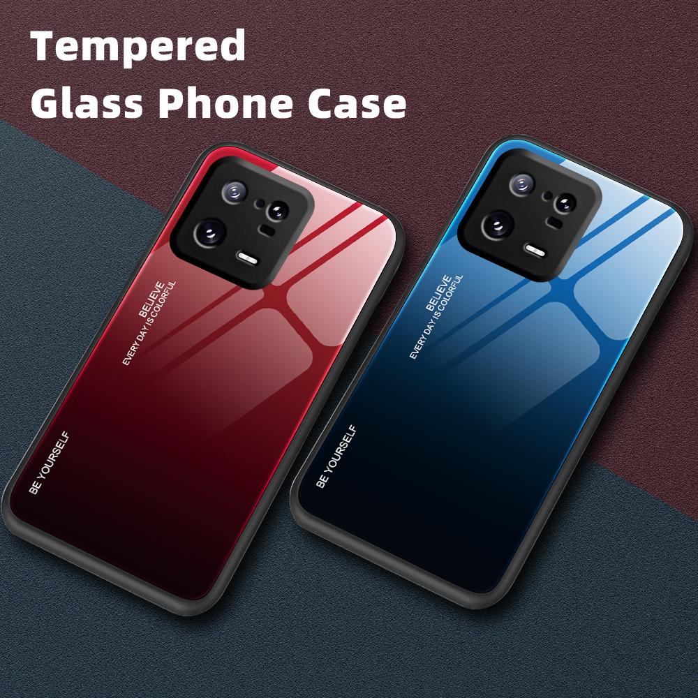 For Xiaomi 13 5G Gradient Color Tempered Glass Phone Case PC+TPU Fall Prevention Protective Cover