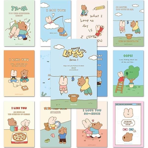 Monolike Happy & Lucky Postcard, Littles Se..., 12 Pieces