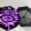 Fluorescent Purple Rose Auto-Open Close Umbrella - Foldable Design, 8-Bone Iron Frame, Outdoor, Festival Gift for Fans, Travelers, Daily Use