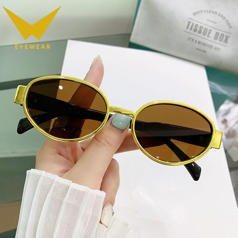 Солнцезащитные очки женские модные металлические солнцезащитные очки в иностранном стиле мужские очки кошачьи глаза овальные широкополые ноги с очками