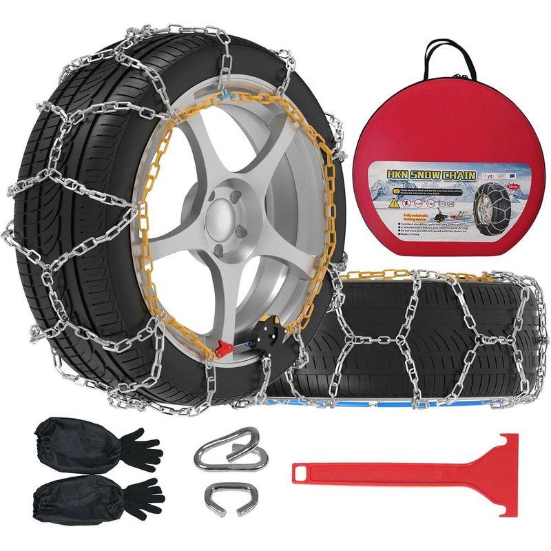 Auto-Fixing Snow Chains, 30s Quick Fit Easy Installation Tire-Chains, Portable Reusable High Carbon Steel Anti Slip Tire Chain f