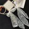 Pearl Necklace Spring and Summer Versatile Polka Dot Lace Silk Scarf High-end Bag Strap Multi-purpose Belt Headscarf Headband