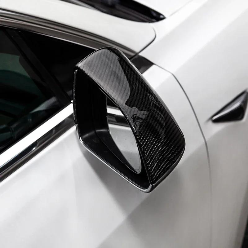 Накладка на зеркало заднего вида для Tesla Model 3 Model Y 2024 Аксессуары Накладка из настоящего углеволокна на боковую дверь Защитная деталь для автостайлинга