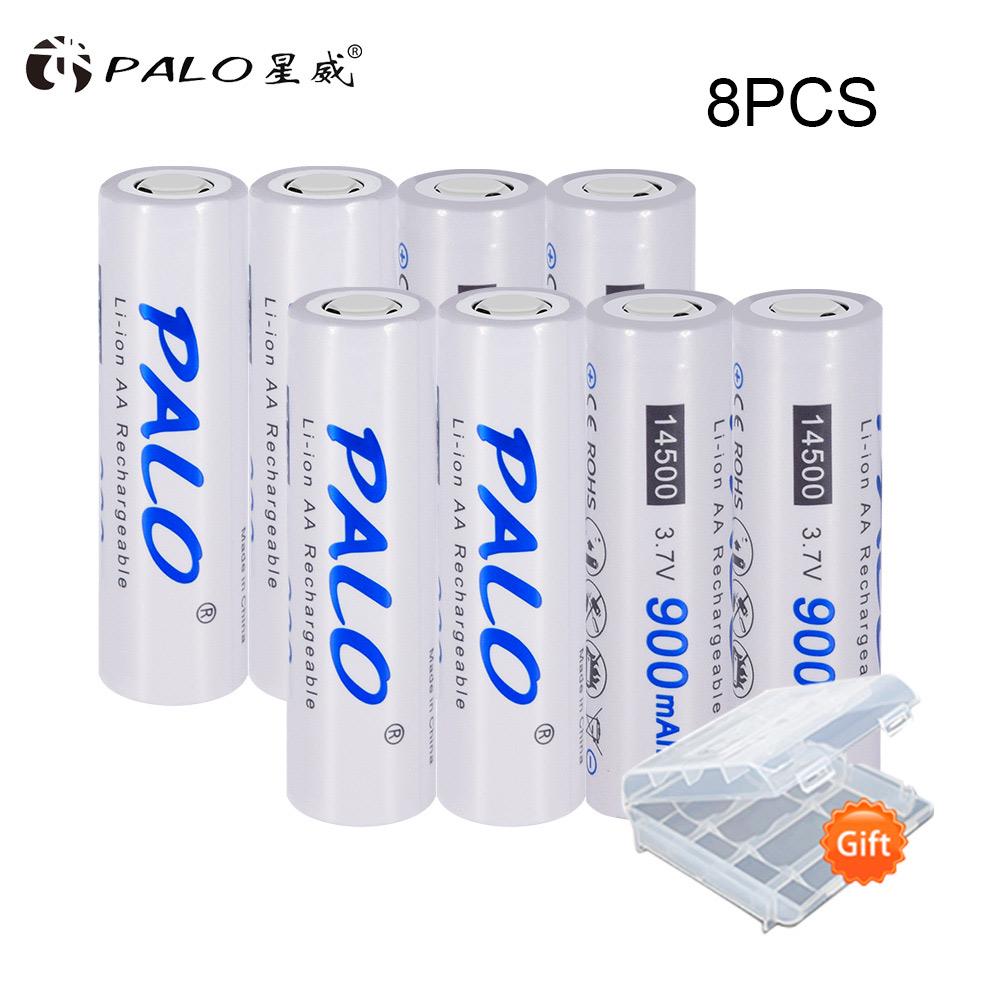 PALO 14500 900 мАч 3,7 В литий-ионные аккумуляторные батареи Литиевая батарея типа АА для светодиодных фонариков, налобных фонарей, мыши