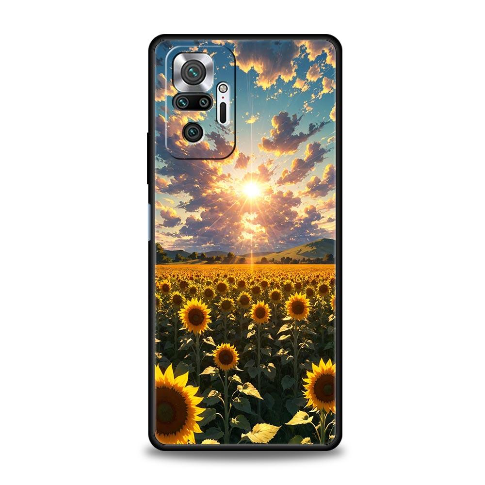 Beautiful Yellow Sunflower Phone Case For Xiaomi Redmi Note 14 13 5G 10 11 12 Pro Plus 4G 14C 13C 12C 10C Black Cover