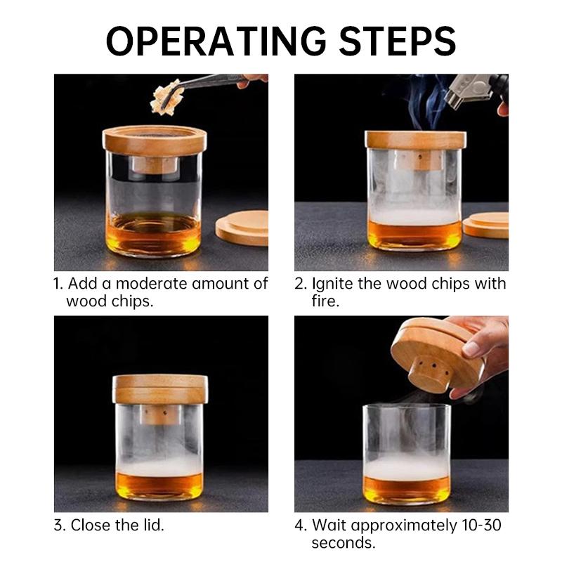 Набор для копчения коктейлей и виски Old Fashioned Bourbon с ароматизированной щепой для копчения, инфузер для напитков, подарки для любителя коктейлей