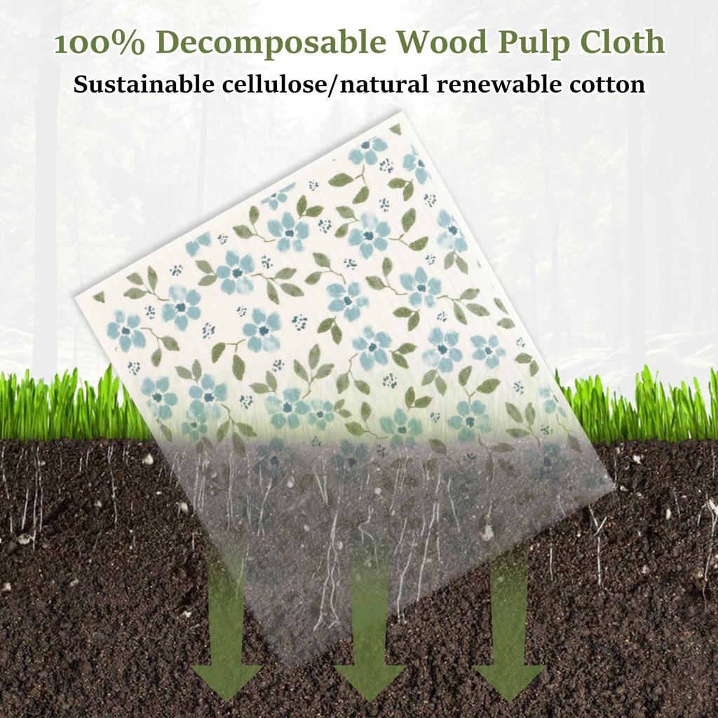 6Pcs Swedish Dishcloth Oil-Free Cleaning Cloth for Kitchen Reusable Compostable Kitchen Cellulose Dish Cloth Household Supplies