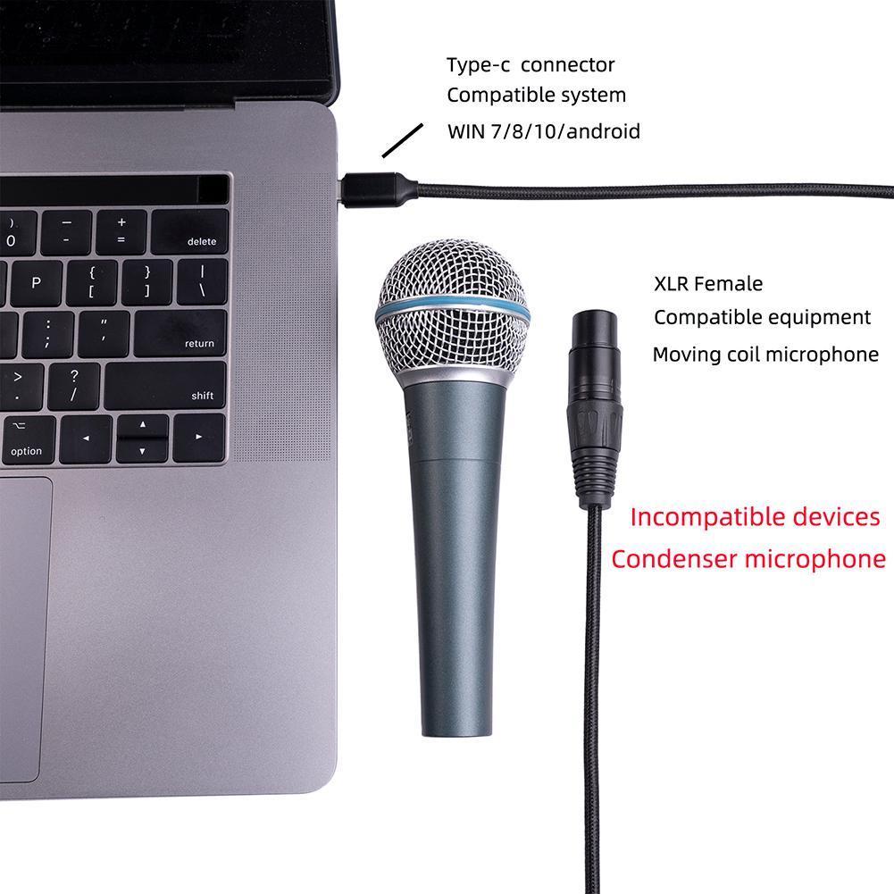 Microphone Audio Cable Type-c Male to XLR 3 Pin Female Microphone Audio Cable Plug and Play Mic Accessories