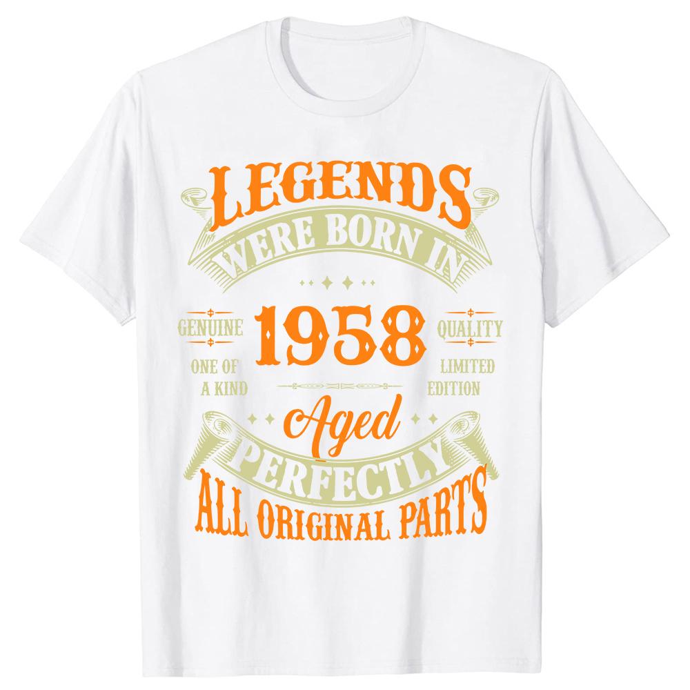 66th Birthday Vintage Legends Born In 1958 66 Years Old T Shirts Graphic Cotton Streetwear Short Sleeve Summer T-shirt Men