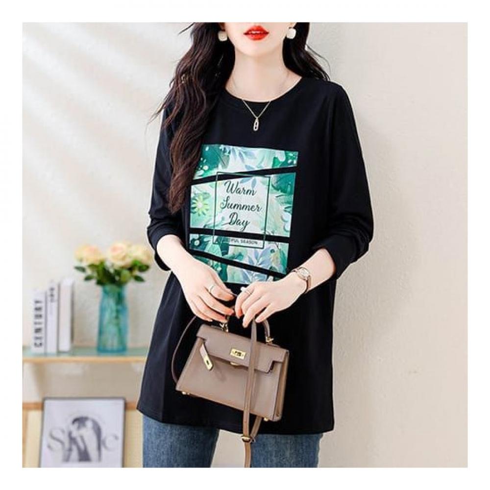Navava Casual PrinT Loose FiT Long Sleeve T shirT nT1961
