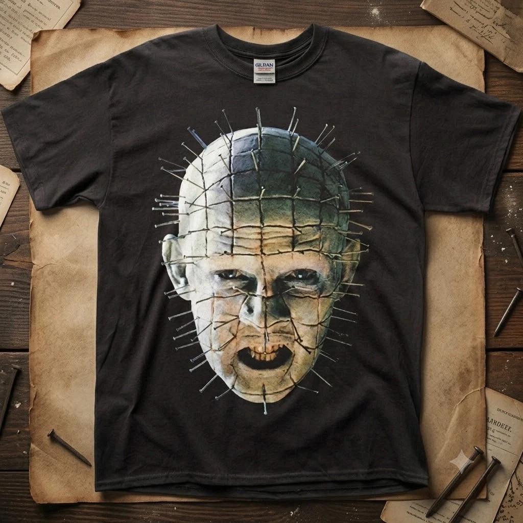 HOT!!! Hellraiser Pinhead Black Mens T Shirt Classic Horror Tee Free Ship