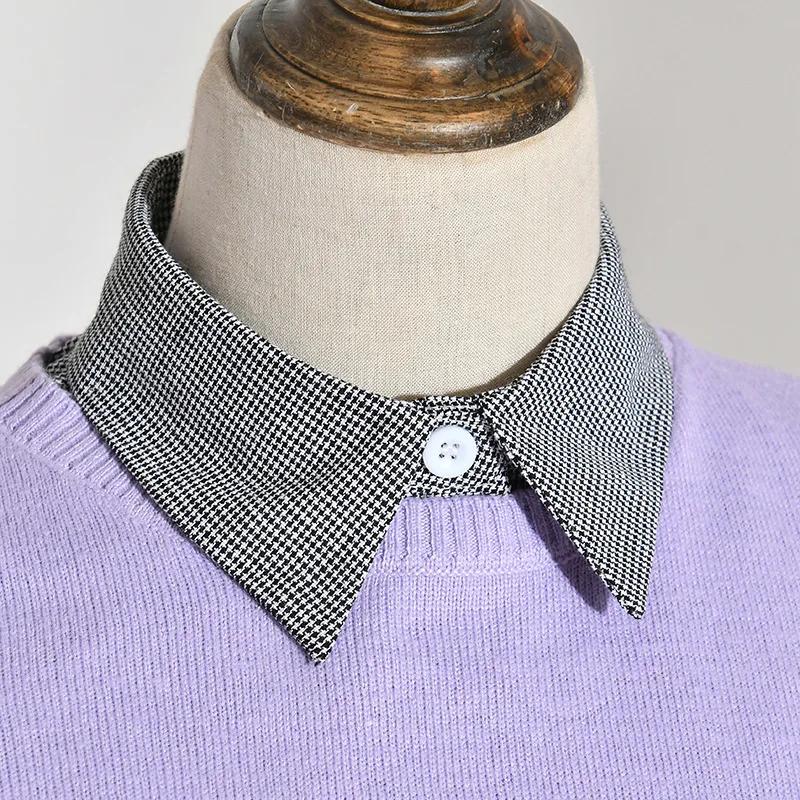 Linbaiway Women Shirt Fake Collar Detachable Collars for Mens Striped Lapel Necklace False Collar Lapel Top Decorative