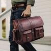 Large Men's Vintage Goat Leather Briefcase Shoulder Satchel Messenger Laptop Bag
