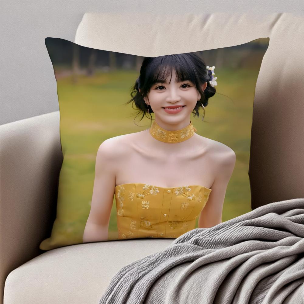 Cute and beautiful TTian Xiwei Cushion Cover Pillowcase Antidustmite Invisible Zipper Short Plush Sofa Cushion