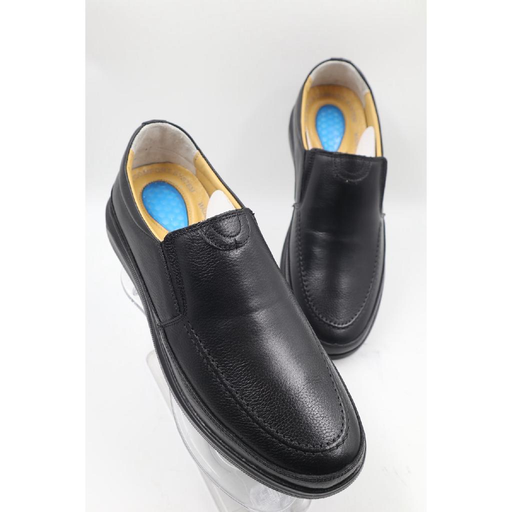 Мужские ультра удобные гелевые черные повседневные туфли для пап из натуральной кожи