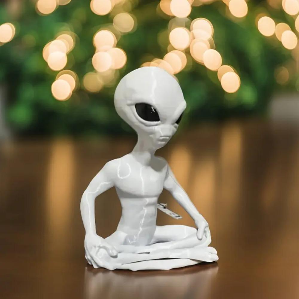 Статуя Медитирующего Инопланетянина, 3D-печатное украшение для йоги и медитации, Декор для Хэллоуина, Комнатное пространство, Забавное украшение для снятия стресса