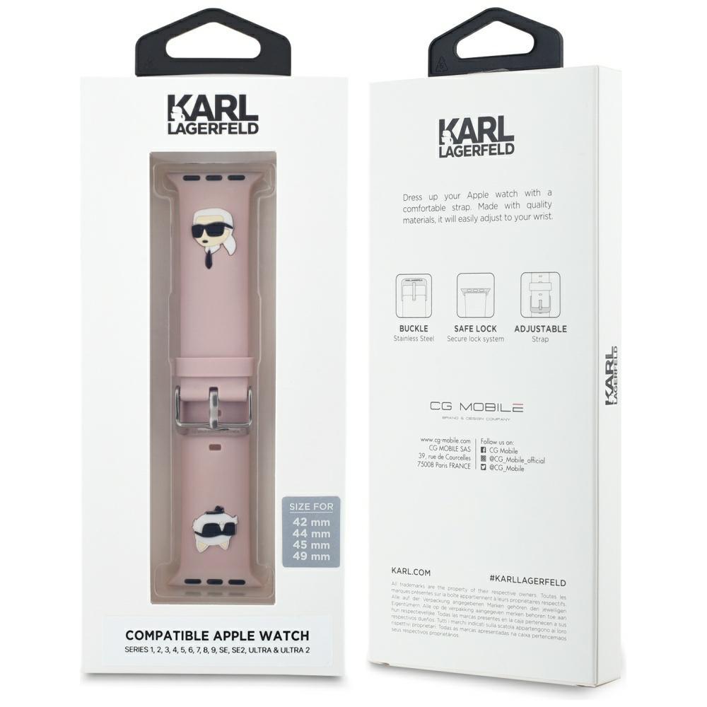 Karl Lagerfeld Strap KLAWLSLKCNP Apple Watch 42/44/45/49mm pink strap 3D Rubber Karl&Choupette Heads