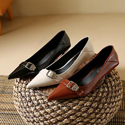 Туфли-лодочки на низком каблуке для женщин Кожаные туфли с закрытым носком и острым носком Каблуки-рюмочки Удобные туфли-лодочки на шпильке для работы, офиса, бизнеса, свадьбы, платья