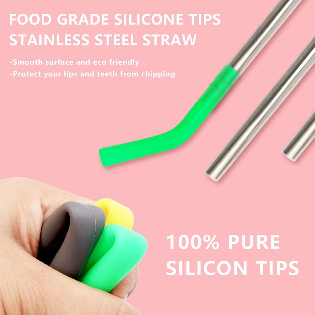 3PCS Reble Straws Replacement Compatible with Swig,Stainless Steel Straw with Colorful Silicone Straw Cover Compatible with Swig 40oz Mega Mug