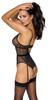 Cottelli LINGERIE - Black Lace Bodysuit with Pearls at the Crotch M