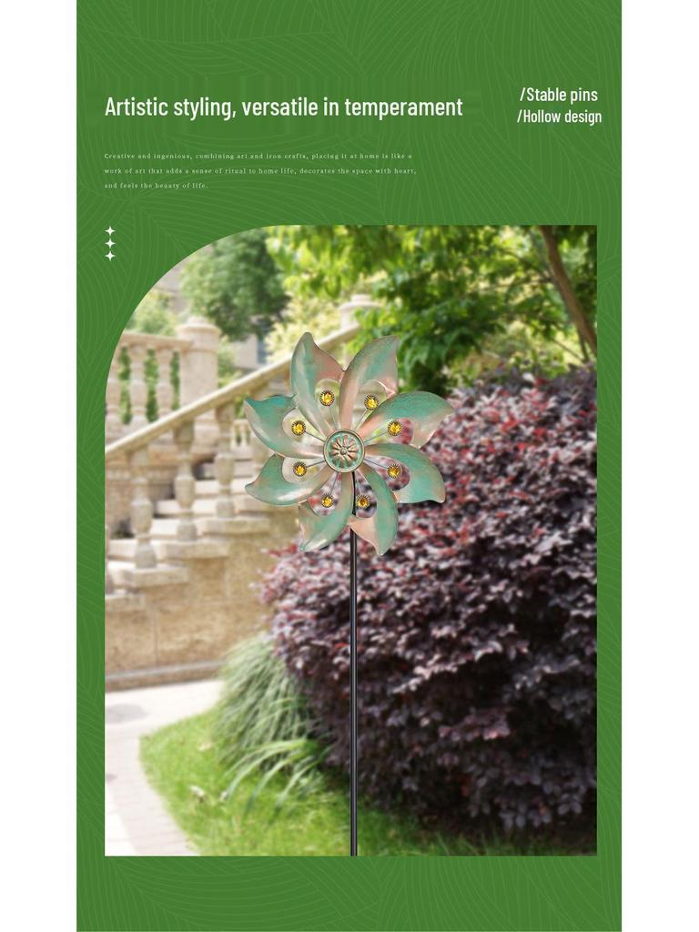 Outdoor Metal Windmill Ornament for Garden and Courtyard Decor