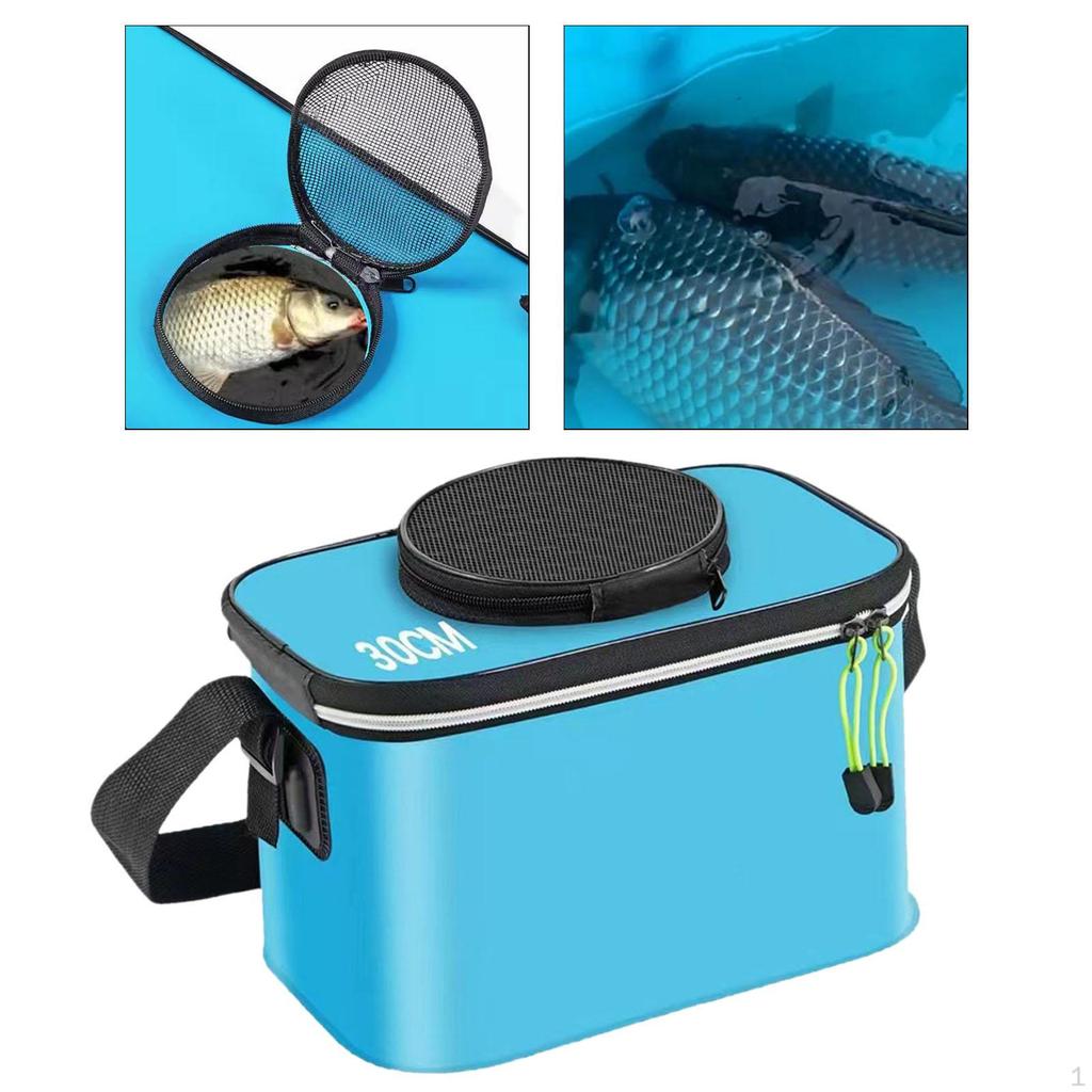 Складное рыболовное ведро с ремнем для живой рыбы, идеально для пеших походов и кемпинга