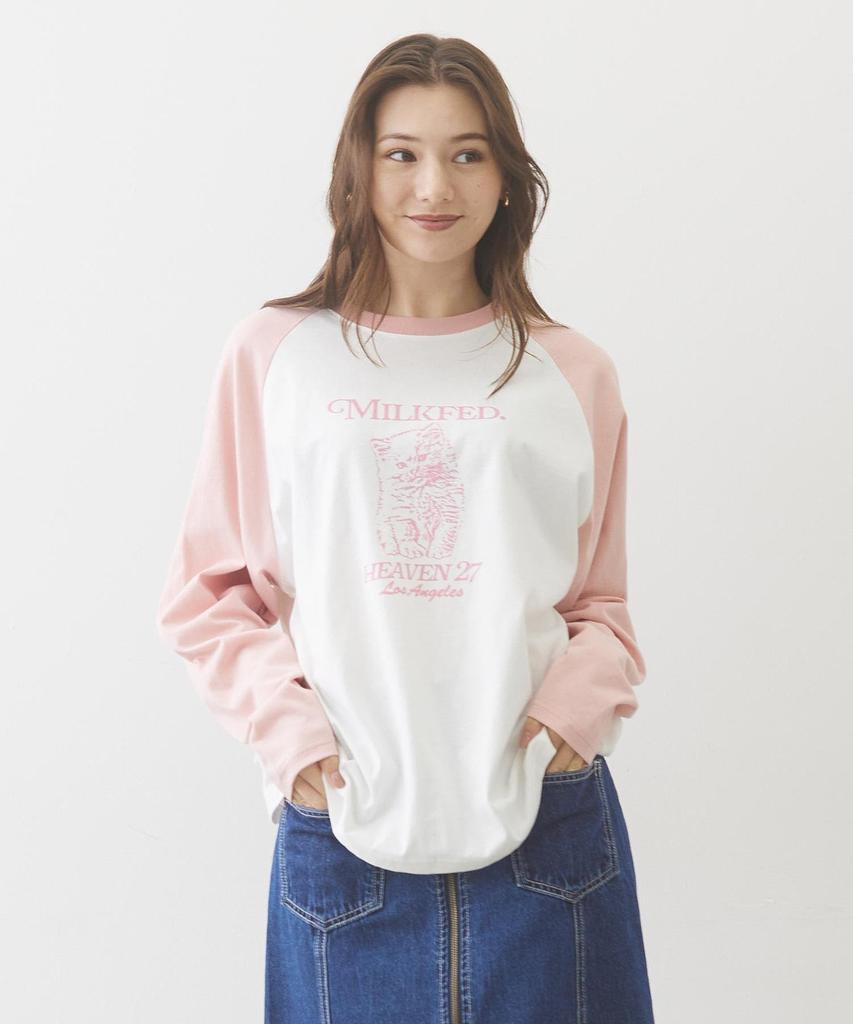 Milkfed Kitten Baseball KITTEN TEE Medium Tee, B/B 103244011007, LtPINK,