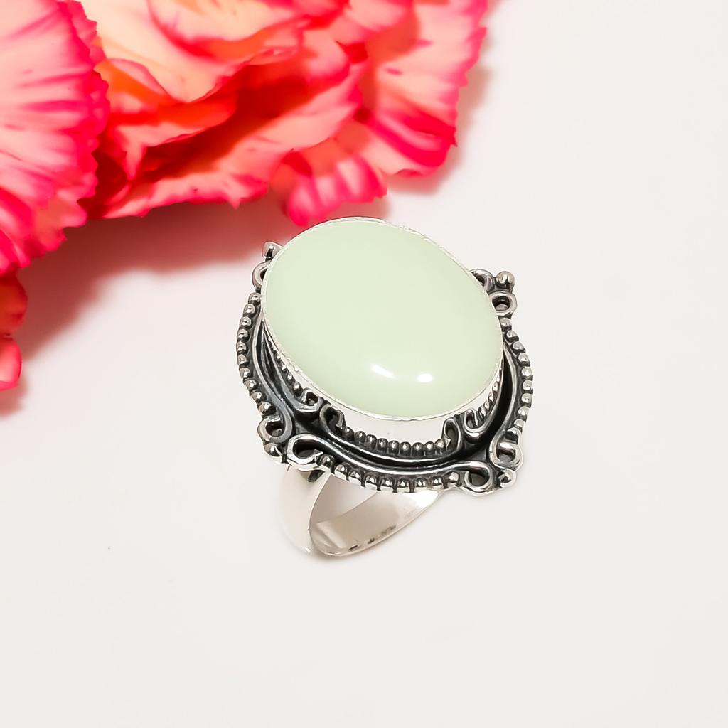 Lemon Chrysoprase - Australia 925 Sterling Silver Ring V4549, Mint Green Ring, Oval Ring, Valentin's Day Gift, Gift For Her, Birthday Gift, Handmade J