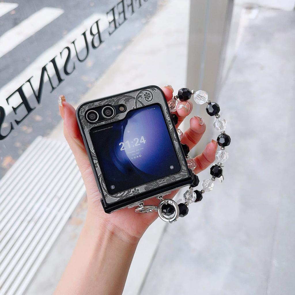 Чехол для телефона из искусственной кожи с ремешком на запястье для Samsung Galaxy Z Flip 6 5 4 3 5G, защита шарнира, противоударный чехол