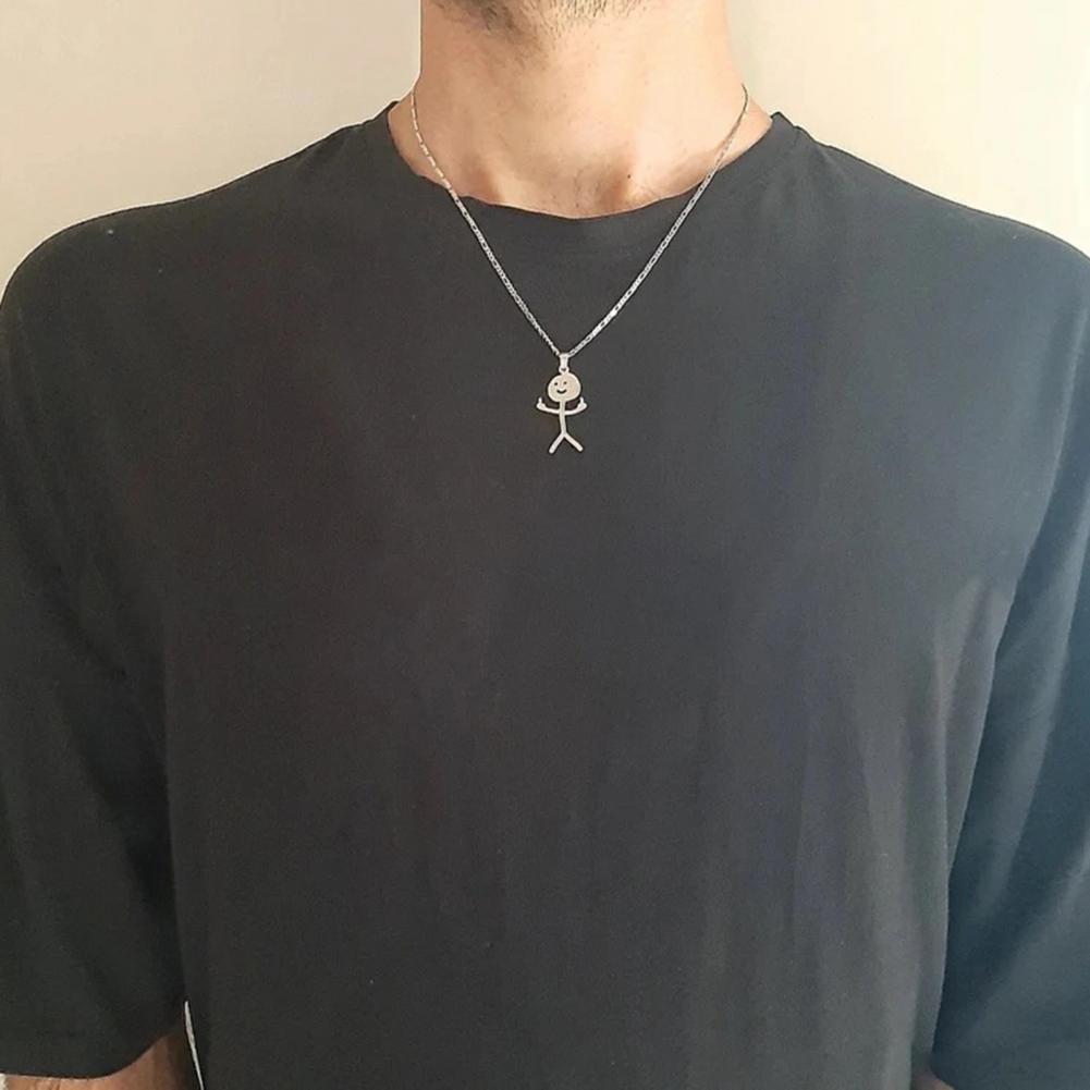 Ожерелье серебристого/золотистого цвета, модное ожерелье со средним пальцем, забавное ожерелье с подвеской для женщин и мужчин, цепочка на ключицу, ювелирный аксессуар