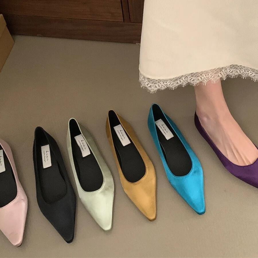 Pointed Toe Women Ballet Flats Shoe Fashion Shallow Slip On Spring Autumn Ladies Comfort Soft Sole Solid Casual Loafers Footwear