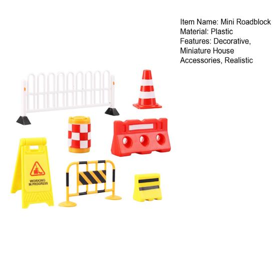 Mini Roadblock Set Miniature Highway Scene Accessories Miniature Barricades for Miniature House Decoration Role Play Education