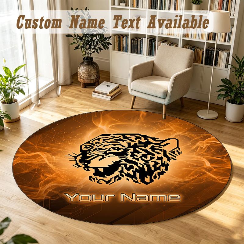 Round Rug Custom NameHull FC Pattern Non Slip Carpet Home Floor Decor