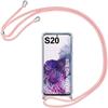 Case with Lanyard Necklace - BOOLING - for Samsung S20 - Transparent Thin TPU - Pink - Flexible