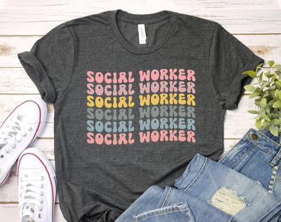 Social Worker T-shirt, School Social Workers Shirt, Wildflower Gift, Halloween Tee, Social Worker Top, Women's Gift, Mama Social Worker Gift