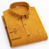 100% Cotton Corduroy Winter Shirt for Men Warm Long Sleeve Regular Fit Easy Care Comfortable Male Office Outdoor Clothing Solid
