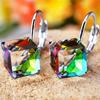 Creative Colorful Magic Cube Design Hoop Earrings Artificial Crystal Jewelry Elegant Luxury Style Female Party Earrings