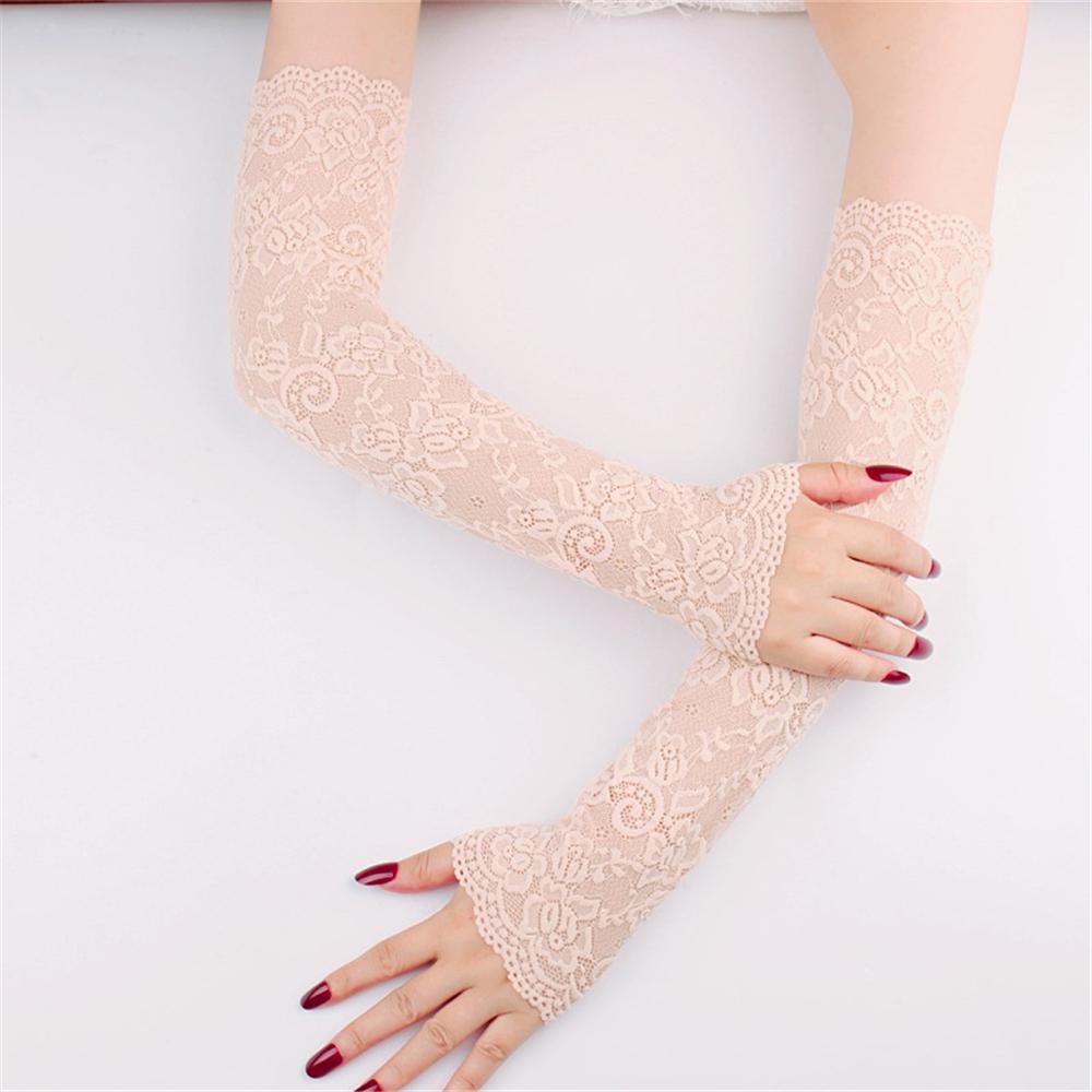 Classic Lace Summer Sunscreen Ice Arm Cuffs Fingerless Driving Gloves Arm Cover Arm Sleeve Mittens