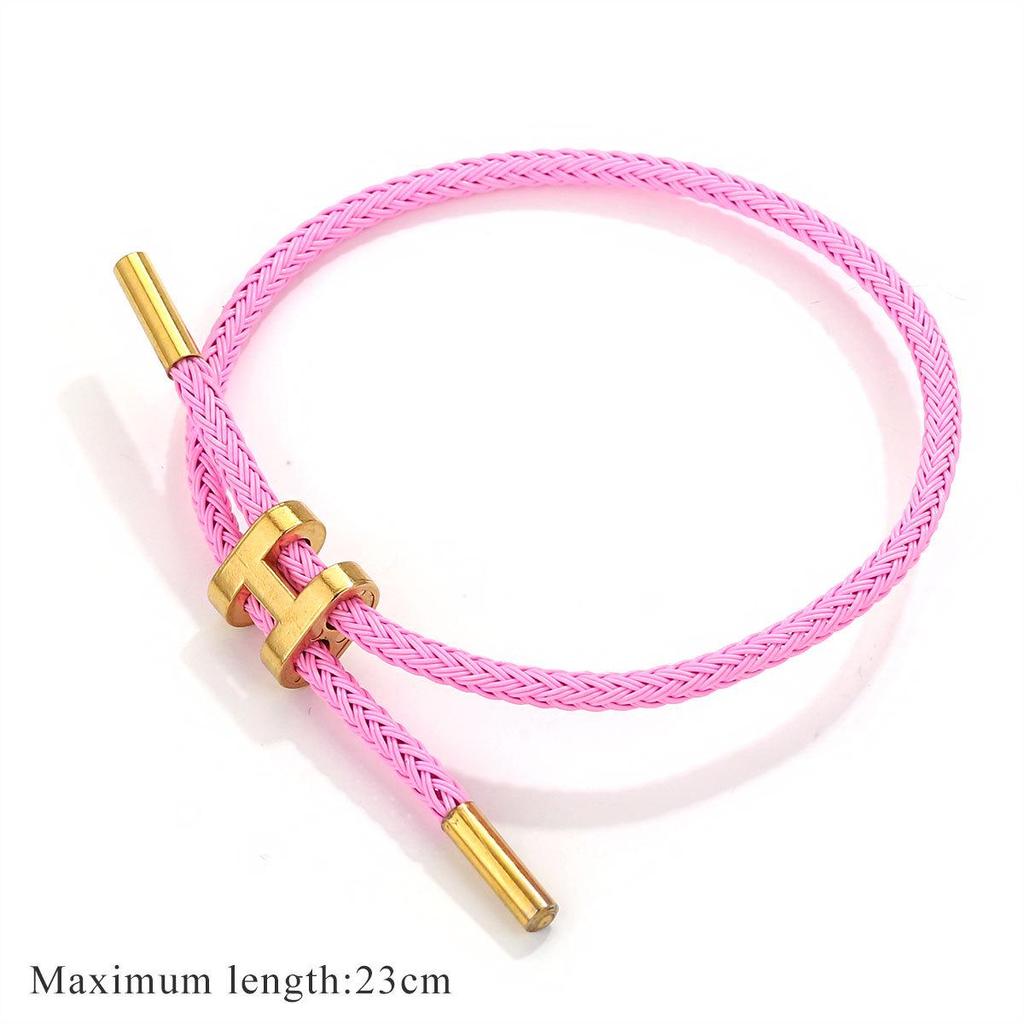 Регулируемый браслет из красной веревки с позолоченной пряжкой I-образной формы 18 карат и титановой сталью с покрытием из твердого золота 3D